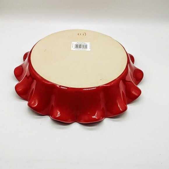 Emile Henry Red Ceramic Ruffled Pie Dish NWT - Picture 4 of 6